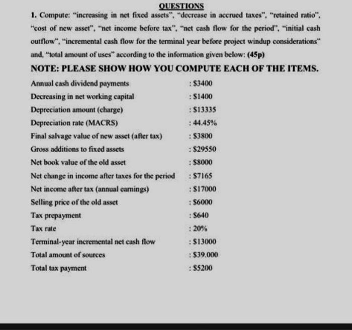 the terminal year before project windup considerations" and "total amount of uses"