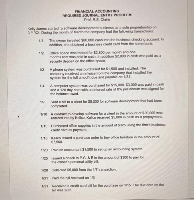 on 3/1/XX. During the month of March the company had the following