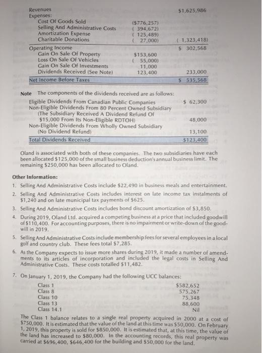 controlled private corporation with a December 31 year end. For the (Comprehensive