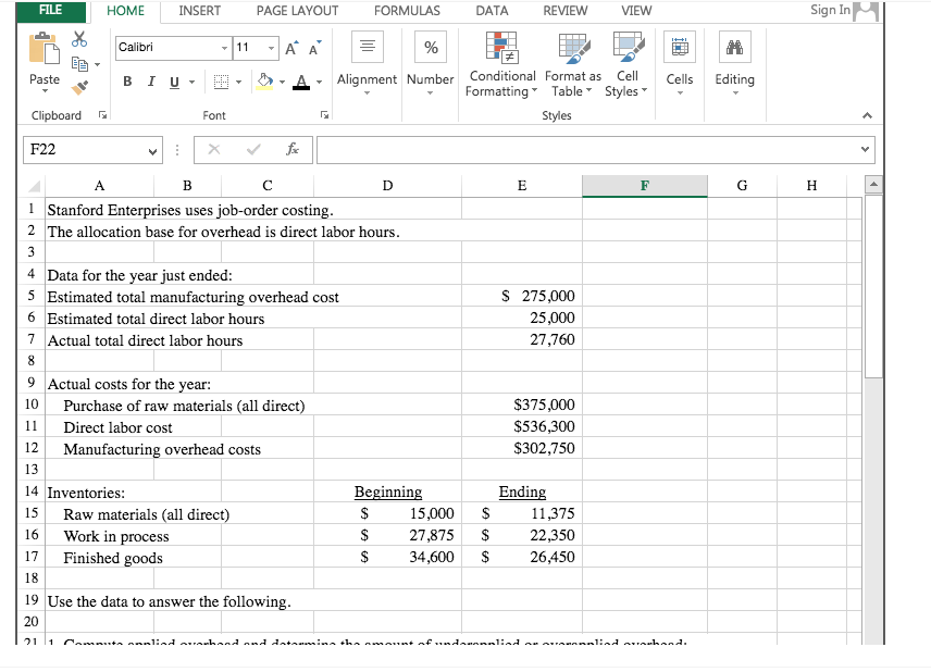 Please give formulas on excel on how to do each step, I