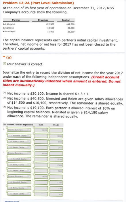  Answer b Problem 12-2A (Part Level Submission) At the end of
