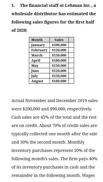 please show all work with the excel formula. thank you 1.