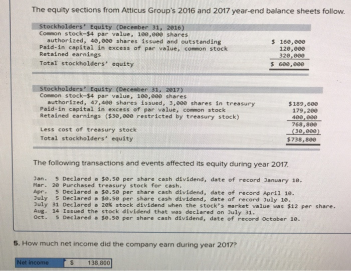  What is the formula and the correct answer? The equity sections