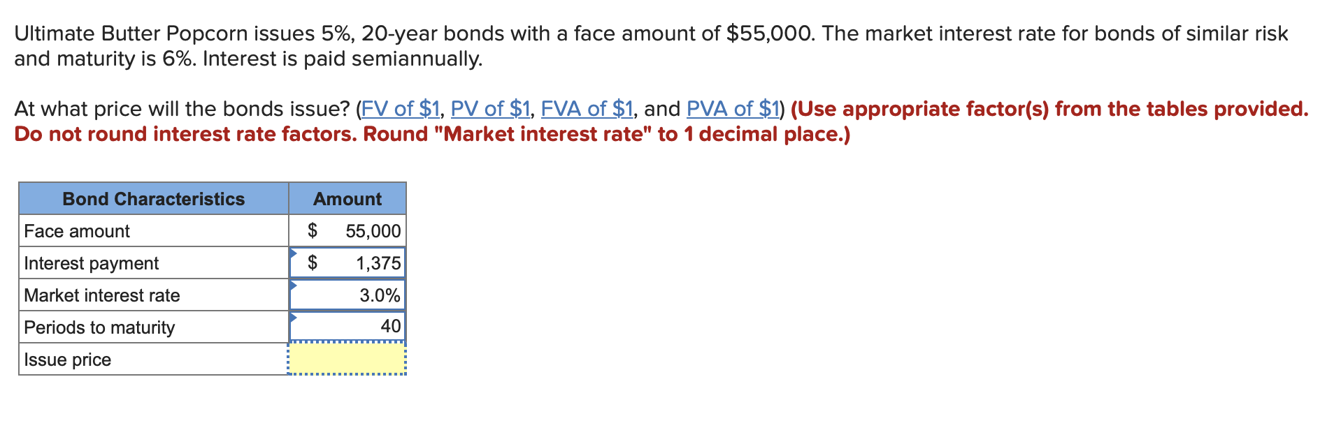 Ultimate Butter Popcorn issues 5%, 20-year bonds with a face amount
