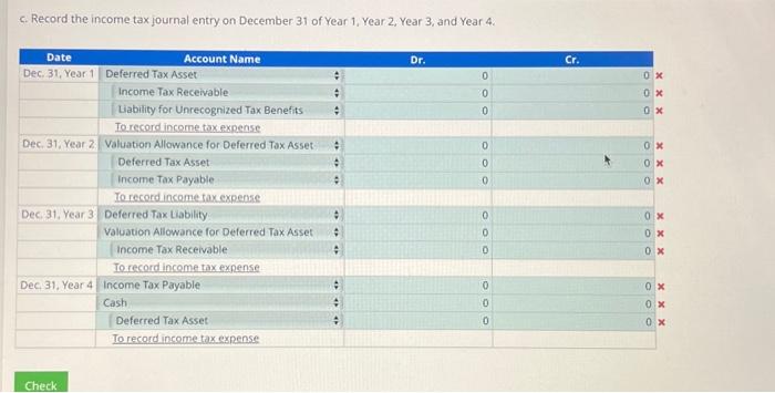 and Year 4. d. For each year show how the deferred income