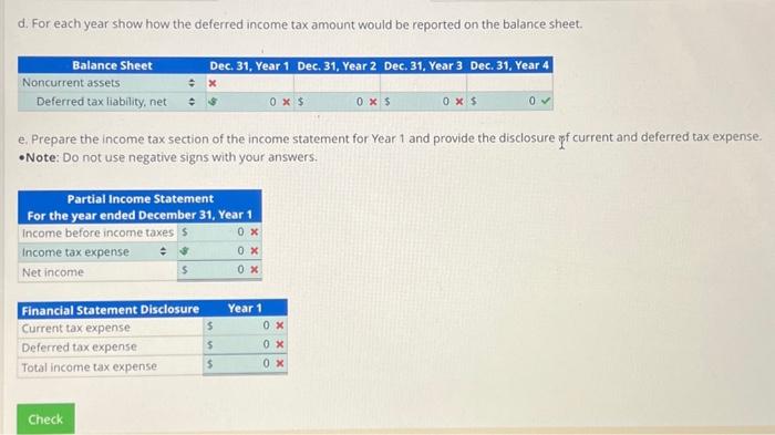 tax amount would be reported on the balance sheet. e. Prepare the