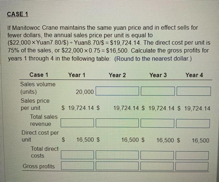 20,000 units per year at the yuan equivalent of $22,000 each. The