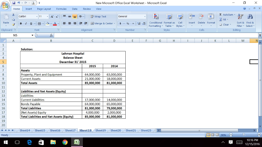 This is balance sheet and below is the income statement Lehman Hospital