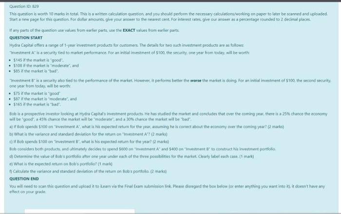  Question ID: 229 This question is worth 10 marks in total.