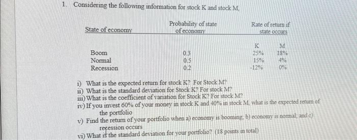 dont just do it on excel. show how solved 1. Considering the