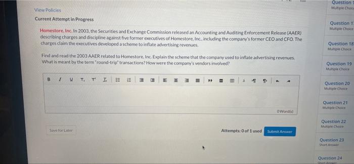  Question Me Chor Question 1 Multiple Choice View Policies Current Attempt