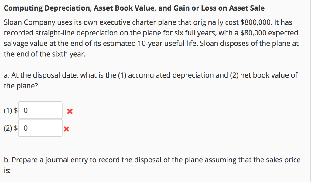 Please assist with question below: Computing Depreciation, Asset Book Value, and Gain
