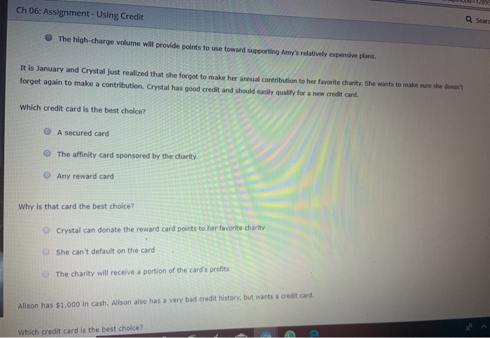  1289 Ch 06: Assignment - Using Credit Q Searc The high-charge