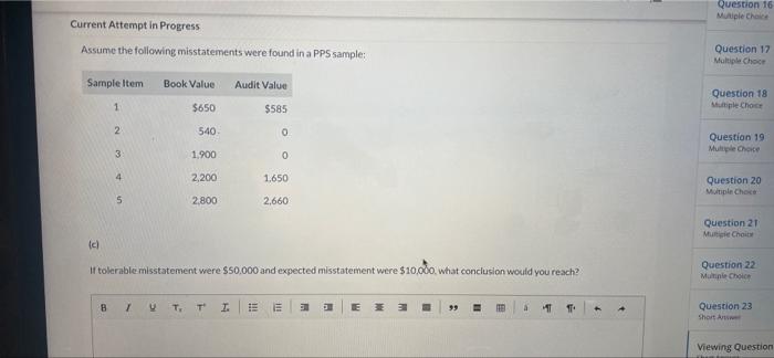  Question 16 Mutiple Choir Current Attempt in Progress Assume the following