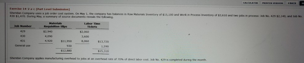 CALCULATOR PRINTER VERSION BACK Exercise 14-2 a c (Part Level Submission)