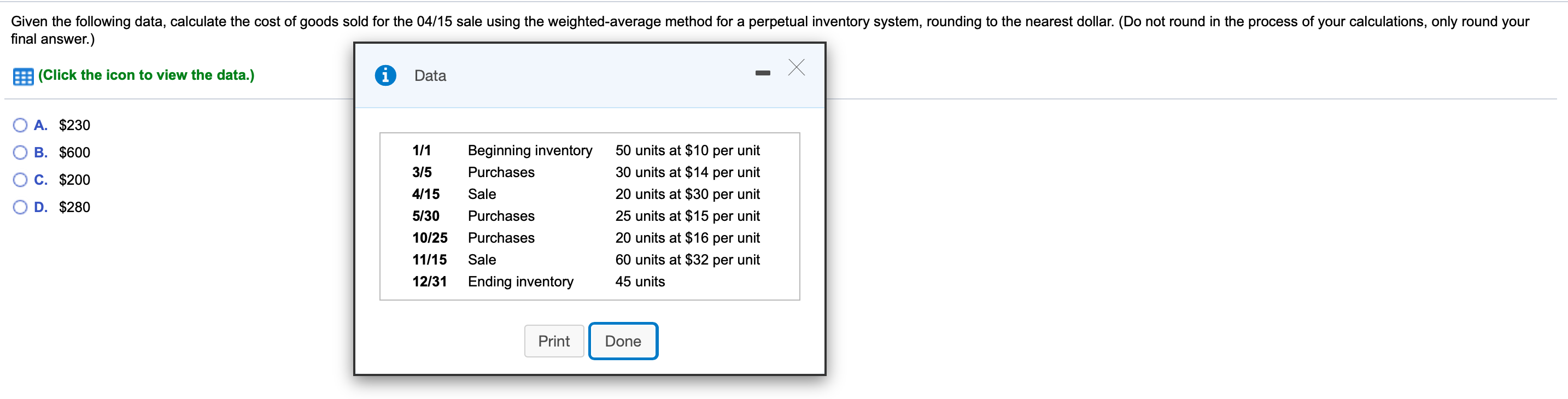 market Cost of goods sold (before consideration of LCNRV rule) $115,000 119,000