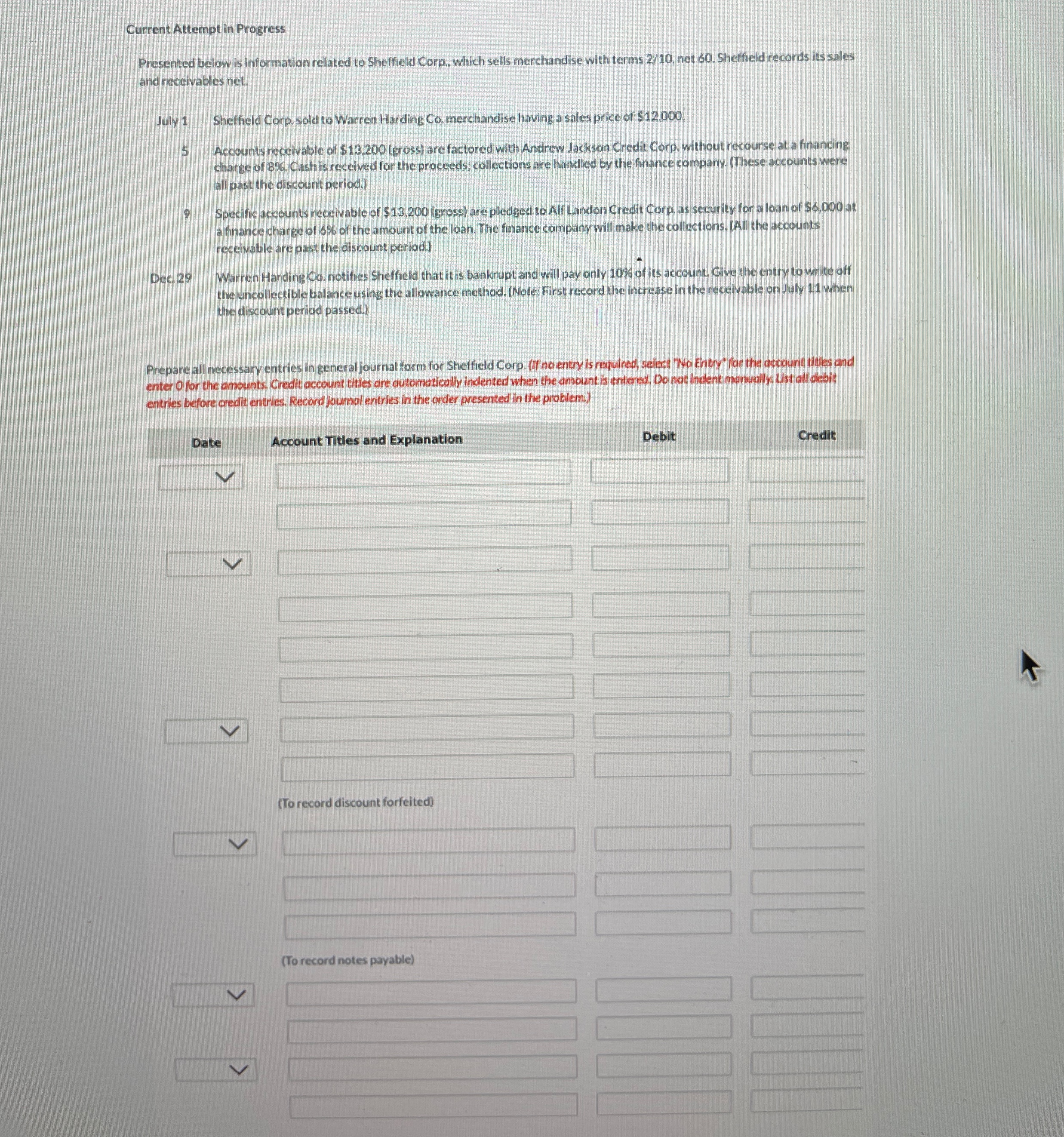 Current Attempt in Progress Presented below is information related to Sheffeld