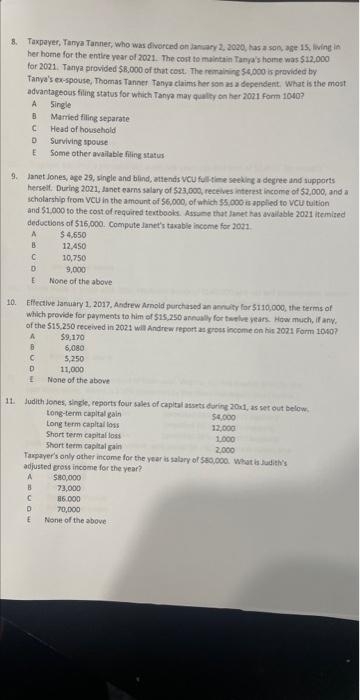 which incicates the correct answer. in the appropriate space on the separate