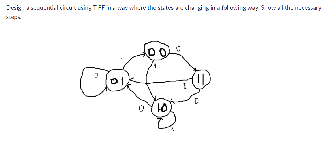  Design a sequential circuit using T FF in a way where