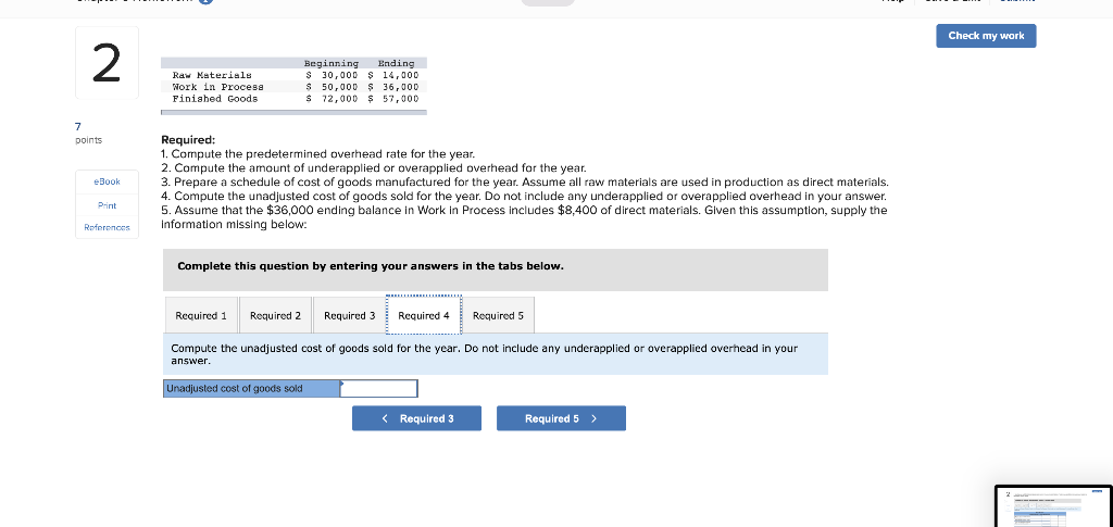 Check my work 2 Raw Materials Work in Procesa Finished Goods