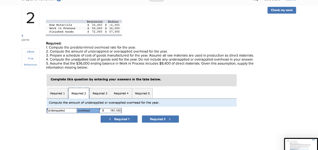 $ 57,000 7 points eBook Required: 1. Compute the predetermined overhead rate