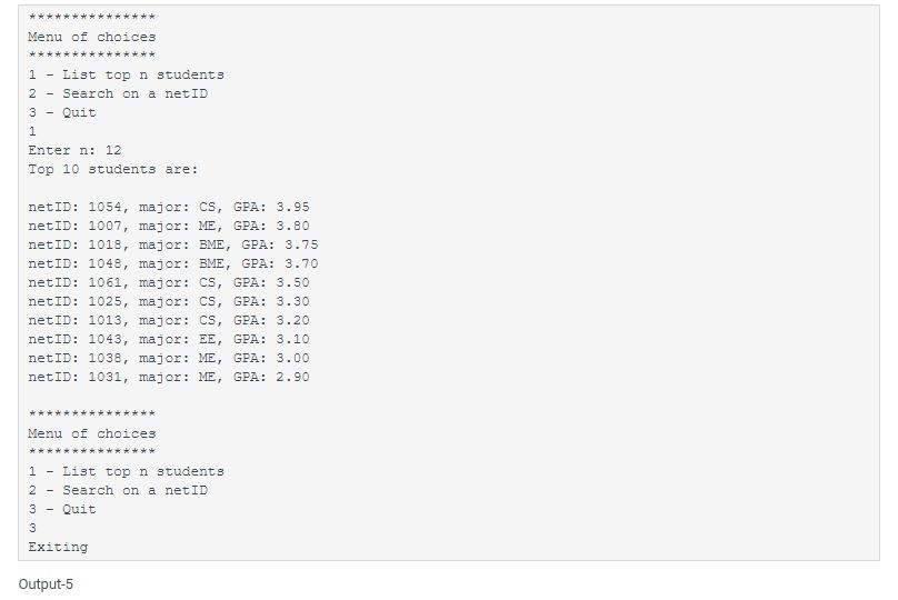 user chooses 2, user will be prompted to enter the students netID.