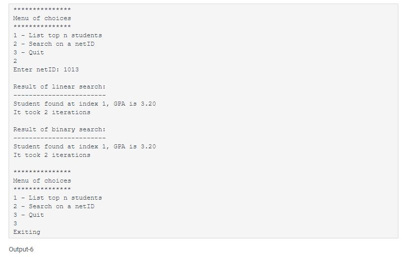 If the netID is found in the netID array, the array index,