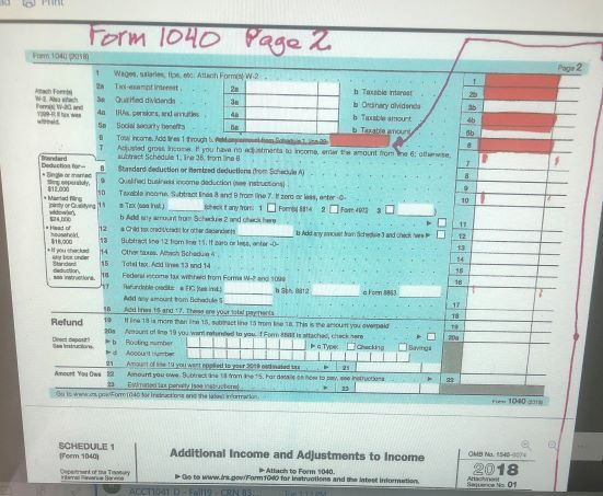 items of income from Part I. In Part I, you should have