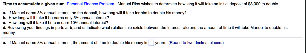  Time to accumulate a given sum Personal Finance Problem Manuel Rios