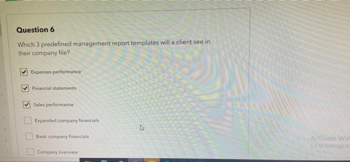 which 3 predefined management report template will client see in their company