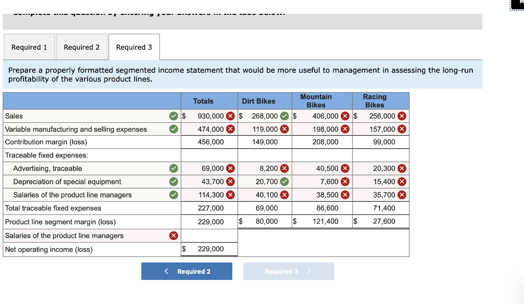  Required 1 Required 2 Required 3 Prepare a properly formatted segmented