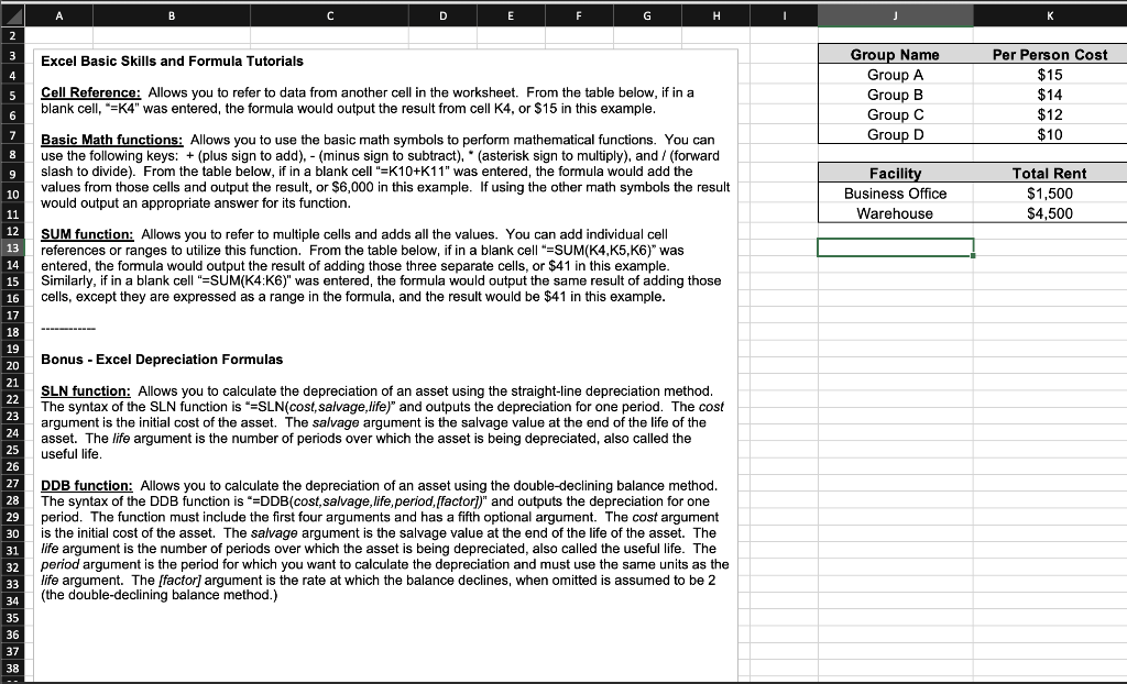  B C D E F H I 2 3 Excel Basic