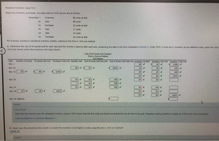  Perpetual Inventory Using FIFO Beginning inventory, purchases, and sales dat 22