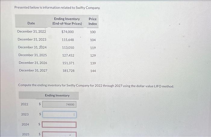Please help me with these asap!!! thank you Presented below is information