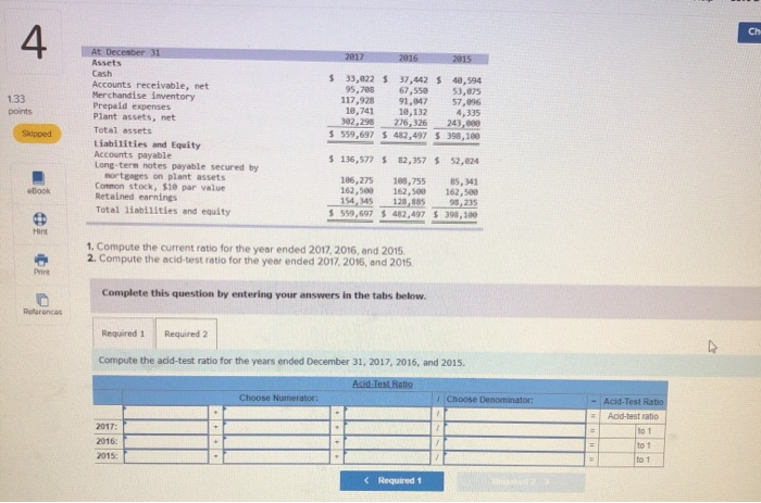 answers to 1 decimal place.) 133 points GOMEZ CORPORATION Comparative Income Statements