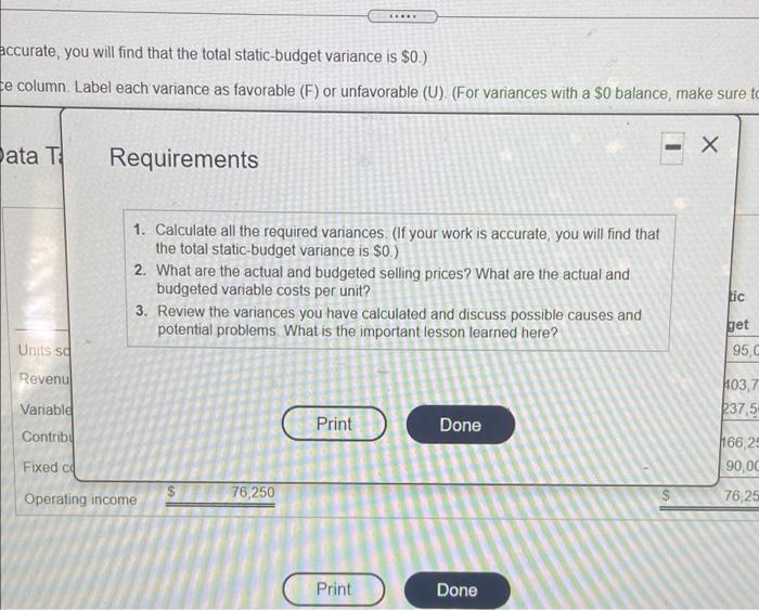me variance column Label each variance as favorable (F) or unfavorable (U)