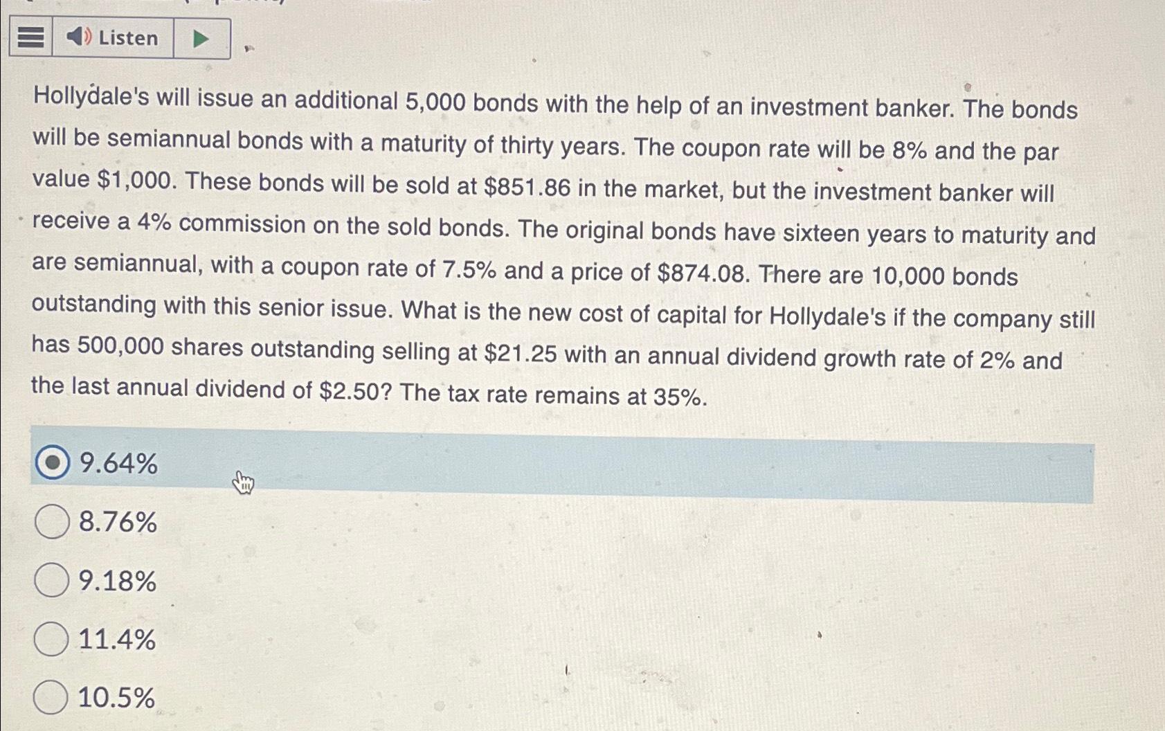  Listen Hollydale's will issue an additional 5,000 bonds with the help