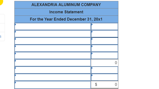 information applies to the questions displayed below. Alexandria Aluminum Company, a manufacturer