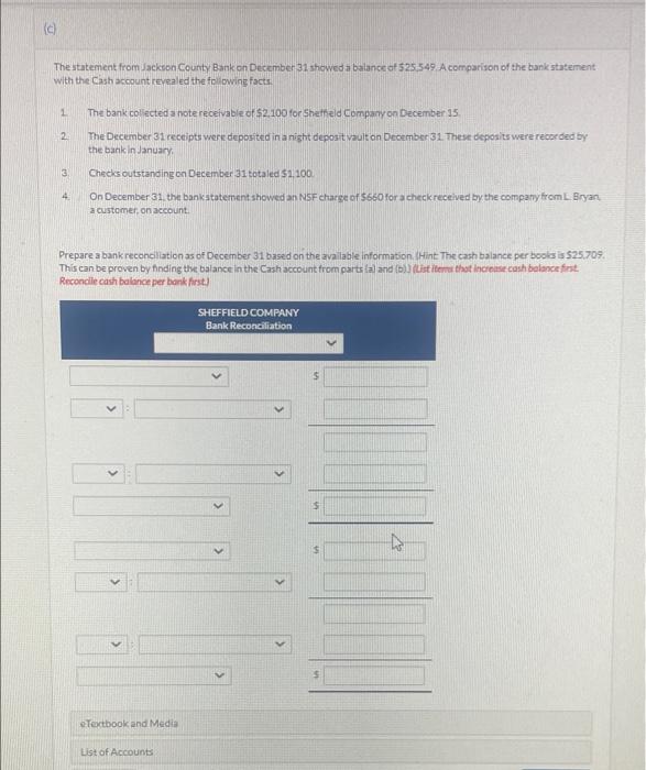 Please help! The statement from Jackson County Bank on December 31 showed