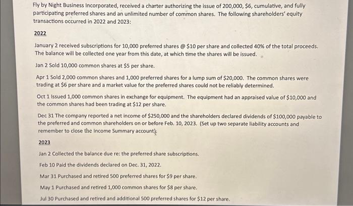 and common shareholders on or before Feb. 10, 2023. (Set up two