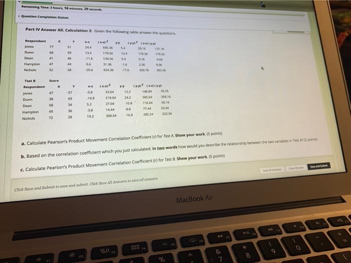  Remaining Times, 16 minutes Question Completion Status Part IV Answer All.