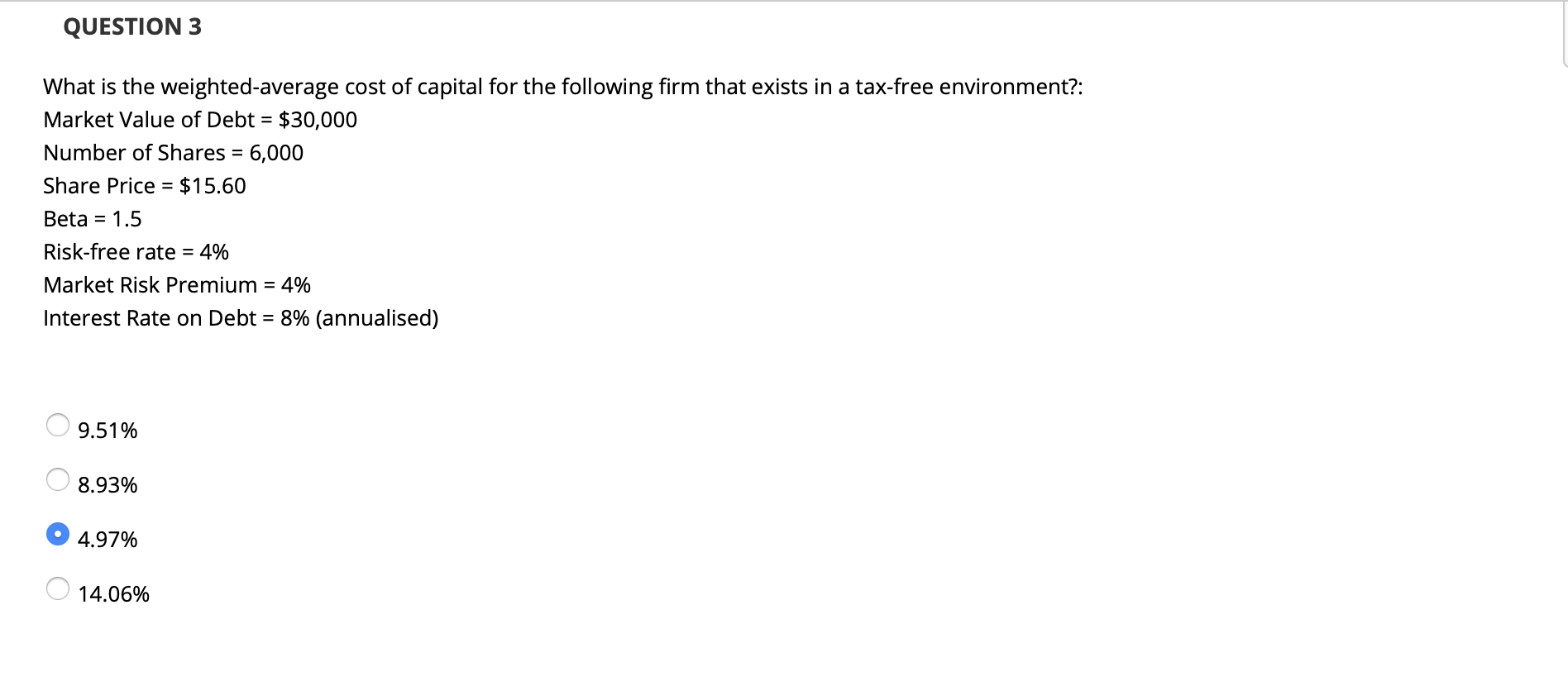the information below, compute the after-tax WACC for Tiny Corp.Tiny Corp, Tiny