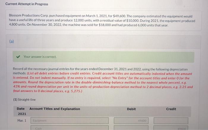  Plz answer part B ASAP! Current Attempt in Progress Blossom Productions