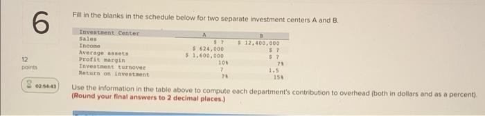  Fill in the blanks in the schedule below for two separate