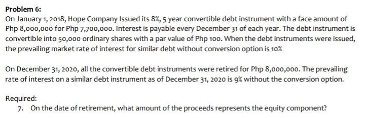 1, 2018, Hope Company Issued its 8%, 5 year convertible debt instrument