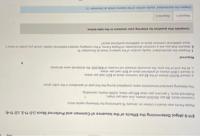 please help!!!!! need answer in next 30 minutes!!!! E11-5 (Algo) Determining the