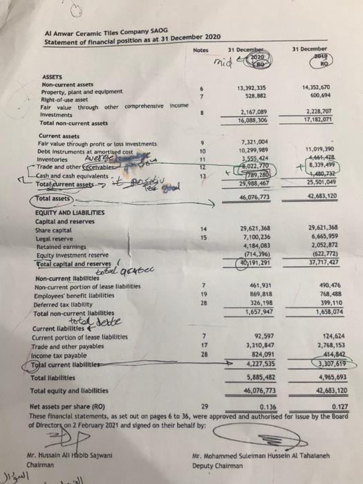  1. Net Working Capital: change with comment 2. Current Ratio: with