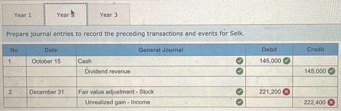 operations in Year 1 , had the following transactions and events in