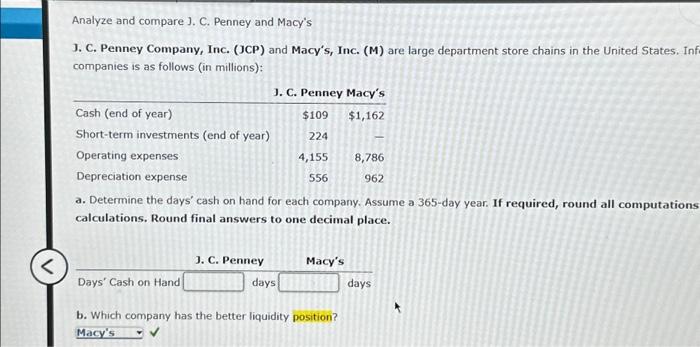  Analyze and compare J. C. Penney and Macy's J. C. Penney