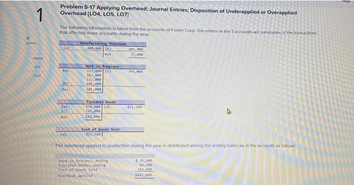 please help me solve this 1 Problem 5-17 Applying Overhead: Journal Entries;